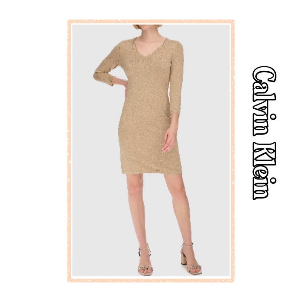 Calvin Klein Women's Beige Tan Party Mini Dress